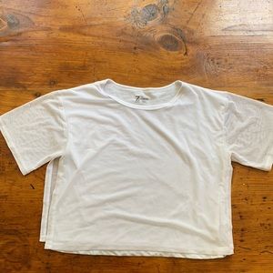 Cropped t shirt with mesh overlay